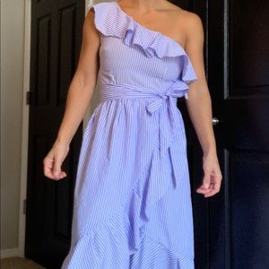 Striped one shoulder dress